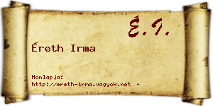 Éreth Irma névjegykártya